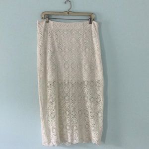 Kimchi Blue Cream Crochet Midi Skirt
